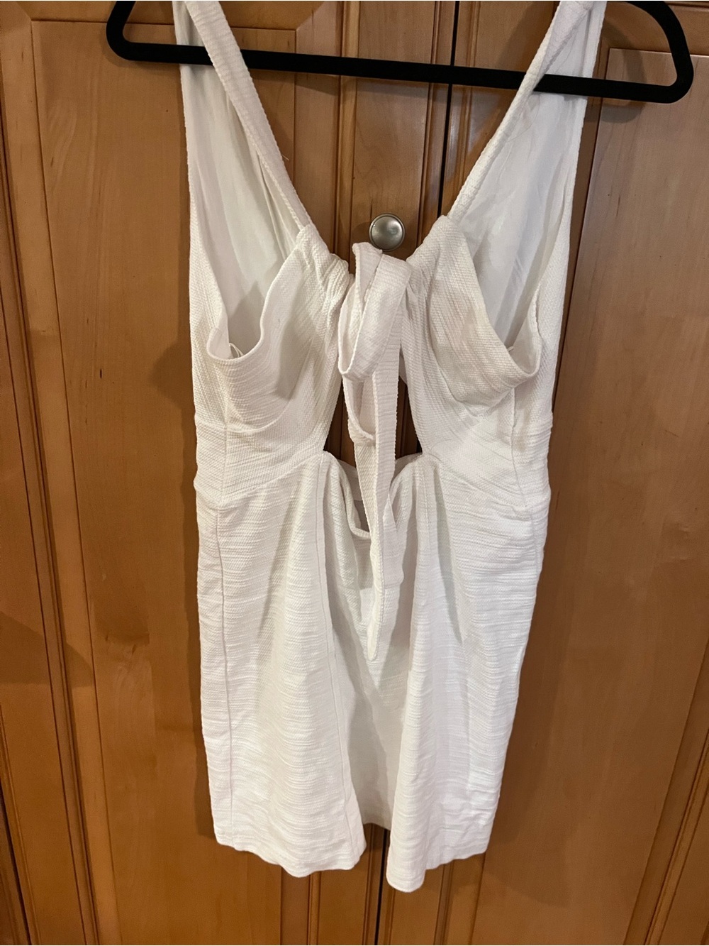 Free People Cream Textured Mini Dress with Tie Back - Picture 2 of 4